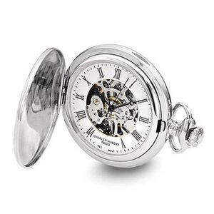 Charles Hubert Chrome-finish Oval Textured Design Pocket Watch 47mm